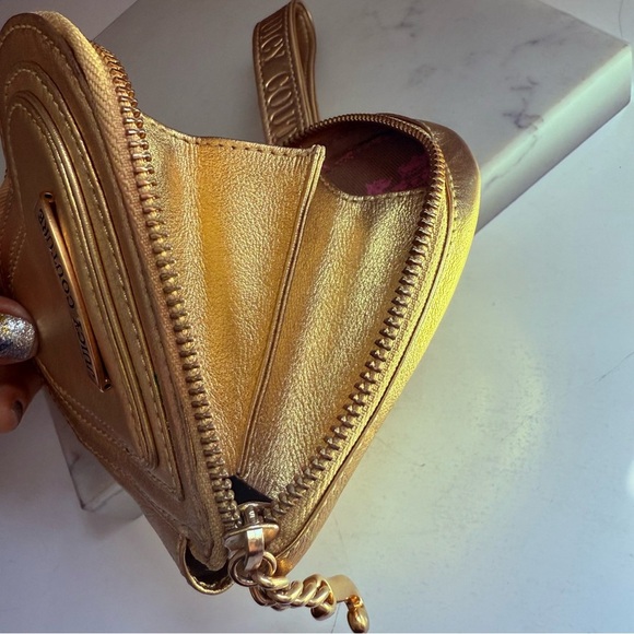 Vintage Juicy Couture Leather Metallic Gold Heart Wristlet - Picture 2 of 8